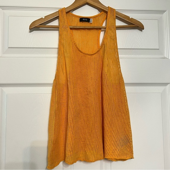 BDG Women's Orange Mesh Tank Top - Picture 1 of 4